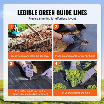 Weed Barrier Landscape Fabric, 3.28*164FT Heavy Duty Garden Weed Fabric, Woven PP Weed Control Fabric, Driveway Fabric, Geotextile Fabric for Landscaping, Ground Cover, Weed Blocker Weed Mat - Image 5