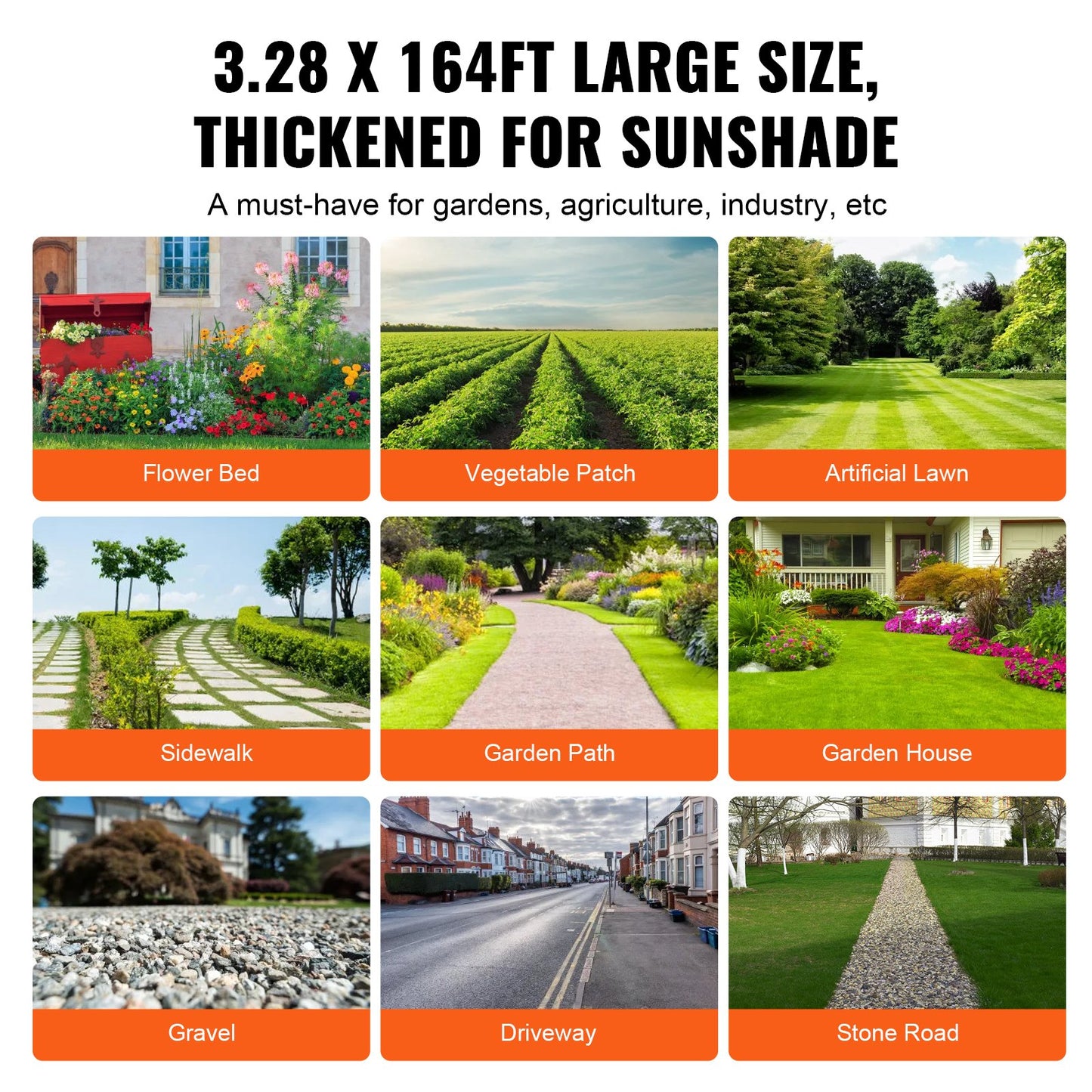 Weed Barrier Landscape Fabric, 3.28*164FT Heavy Duty Garden Weed Fabric, Woven PP Weed Control Fabric, Driveway Fabric, Geotextile Fabric for Landscaping, Ground Cover, Weed Blocker Weed Mat - Image 6