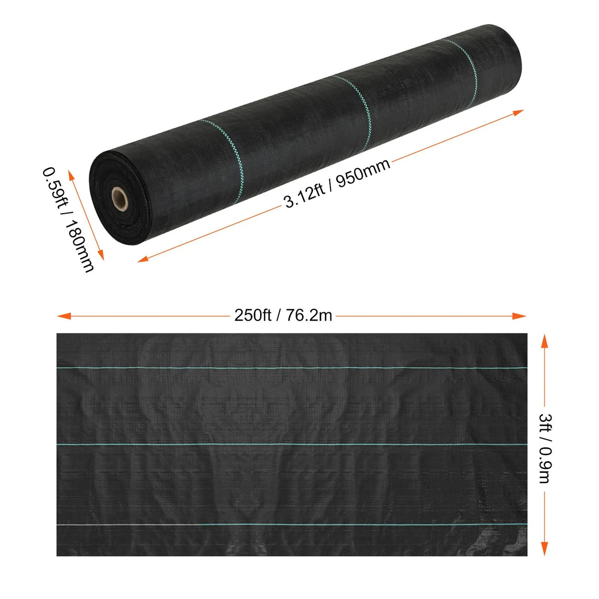 3FTx250FT Premium Heavy Duty Weed Barrier Landscape Fabric, 5OZ Woven Geotextile Fabric Under Gravel, High Permeability for Weed Blocker Weed Mat, Driveway Fabric, Weed Control Garden Cloth - Image 8