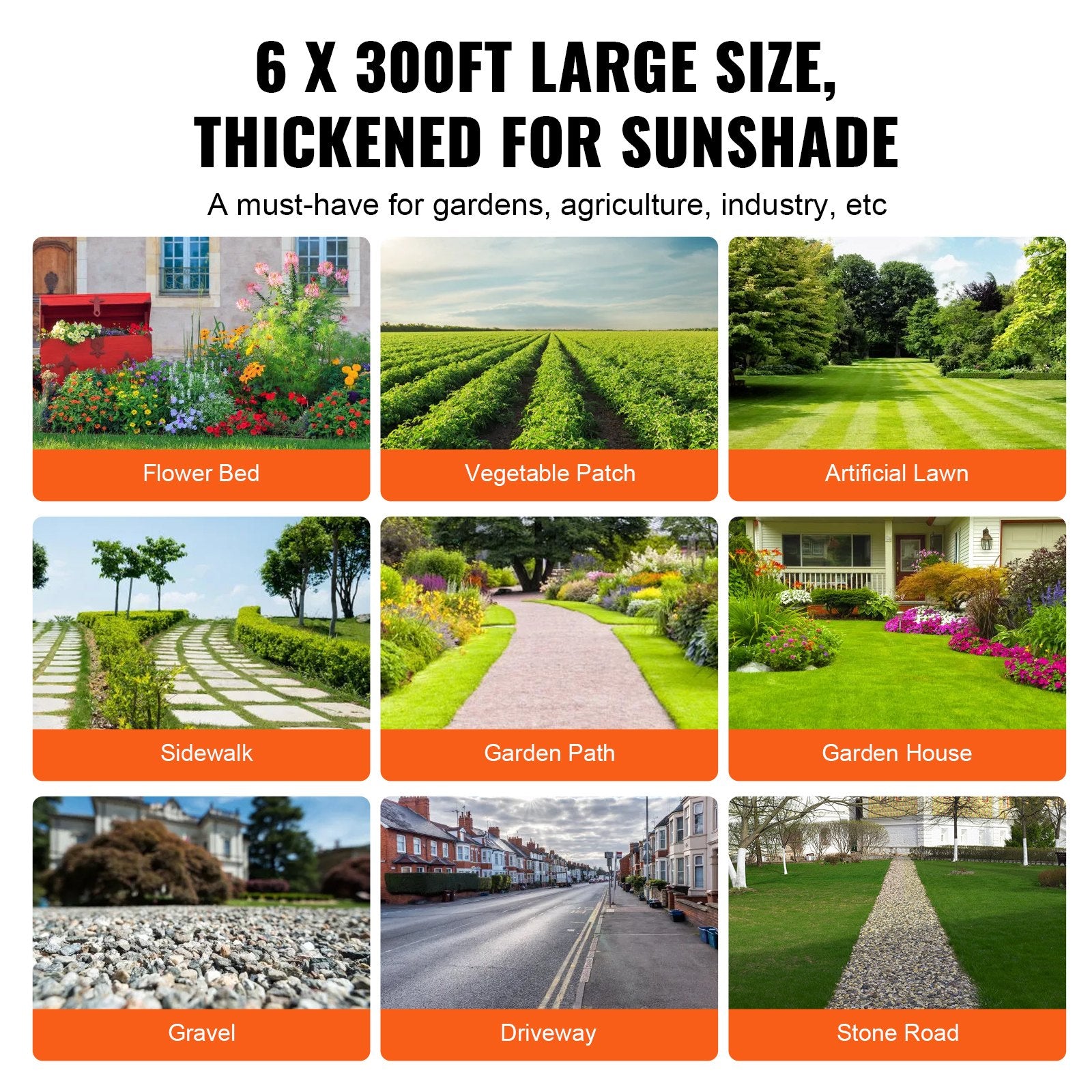 Weed Barrier Landscape Fabric, 6*300FT Heavy Duty Garden Weed Fabric, Woven PP Weed Control Fabric, Driveway Fabric, Geotextile Fabric for Landscaping, Ground Cover, Weed Blocker Weed Mat, Black - Image 6