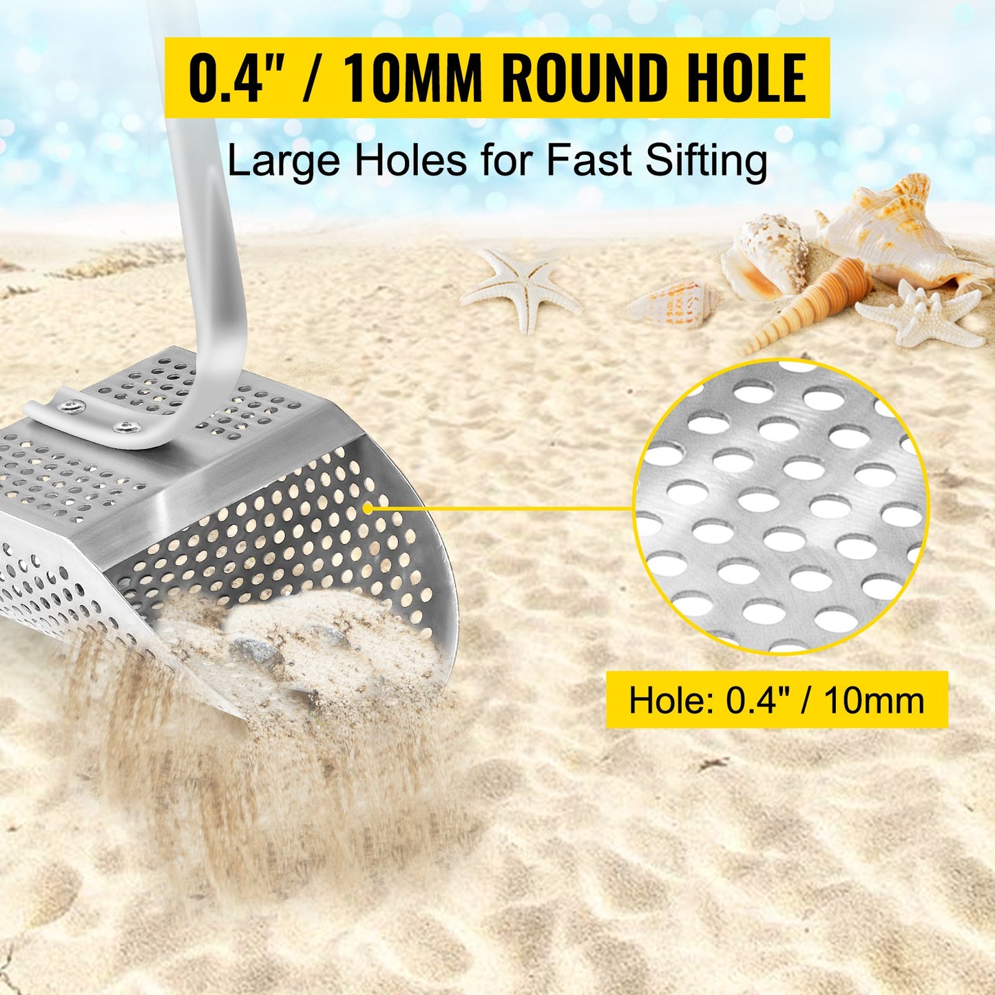 Metal Detector Sand Scoop Metal Detecting Hunting Scoop w/ Steel Handle - Image 2