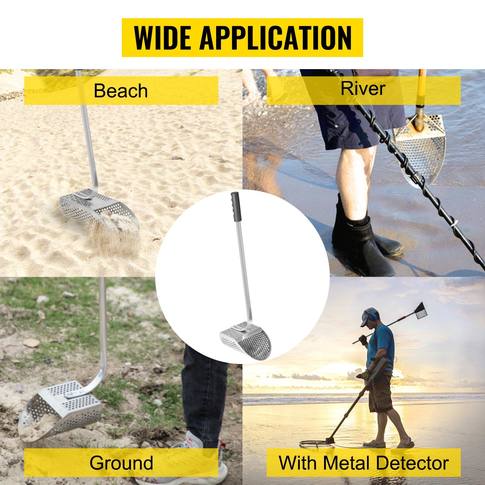Metal Detector Sand Scoop Metal Detecting Hunting Scoop w/ Steel Handle - Image 7