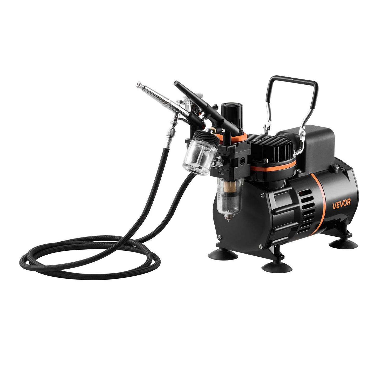 Airbrush Kit, 1/6 HP, Air Brush Kit with Air Compressor, 3 Dual-Action Professional Airbrushes with 3 Tips, Hose, Acrylic Paint, 2 Fans, Low Noise, for Cake Decorating, Model Painting, Nail Art - Image 9