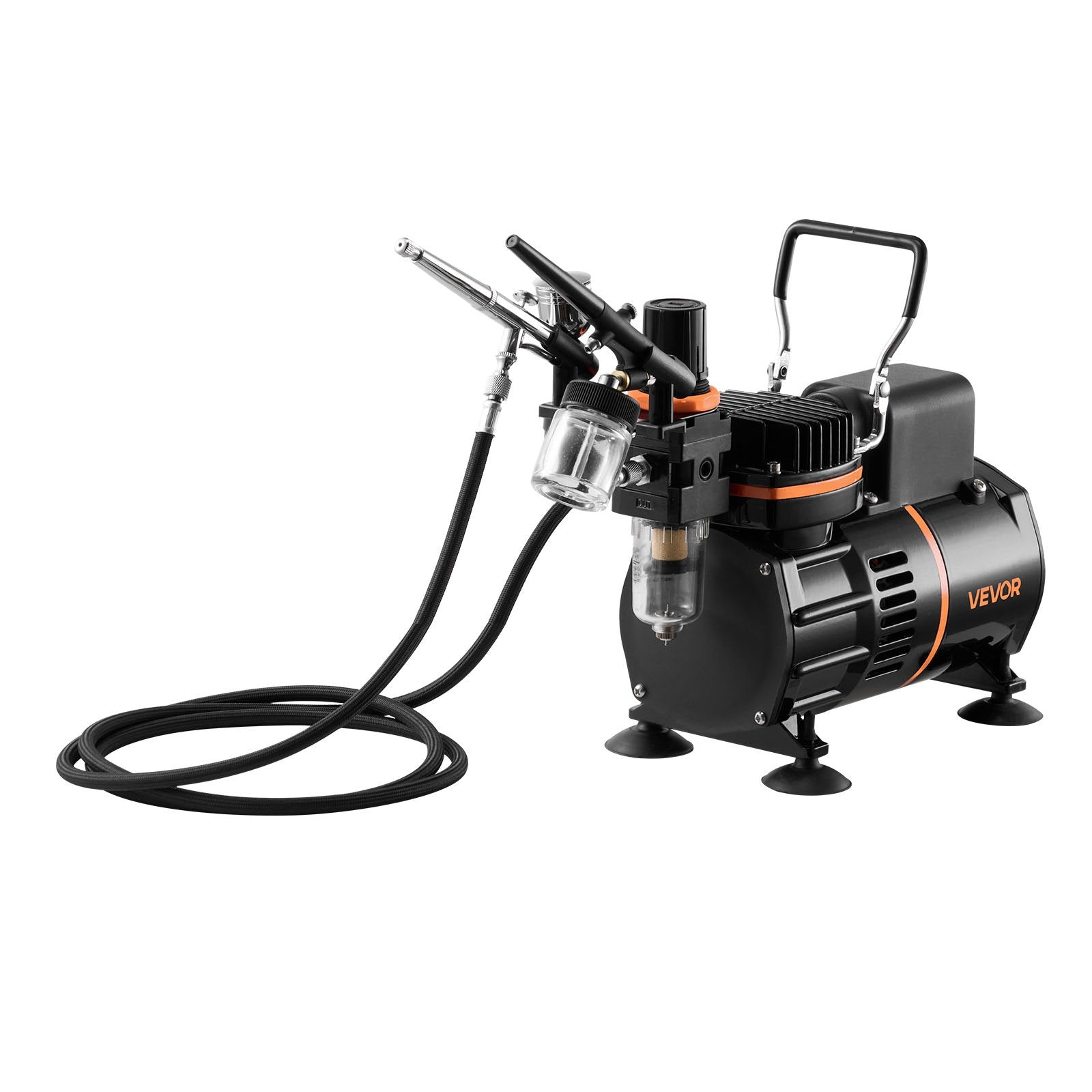 Airbrush Kit, 1/6 HP, Air Brush Kit with Air Compressor, 3 Dual-Action Professional Airbrushes with 3 Tips, Hose, Acrylic Paint, 2 Fans, Low Noise, for Cake Decorating, Model Painting, Nail Art - Image 9