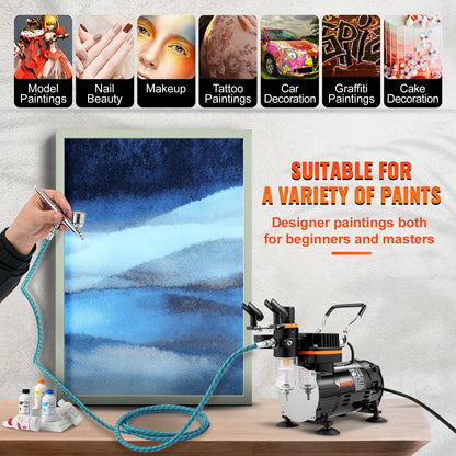 Airbrush Kit Dual-action Airbrush Compressor Art Nail Tattoo Makeup Model - Image 5