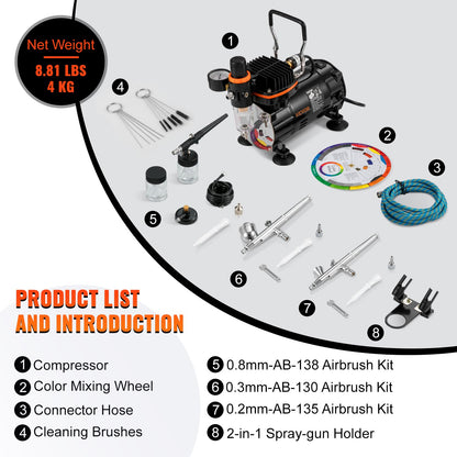 Airbrush Kit Dual-action Airbrush Compressor Art Nail Tattoo Makeup Model - Image 7