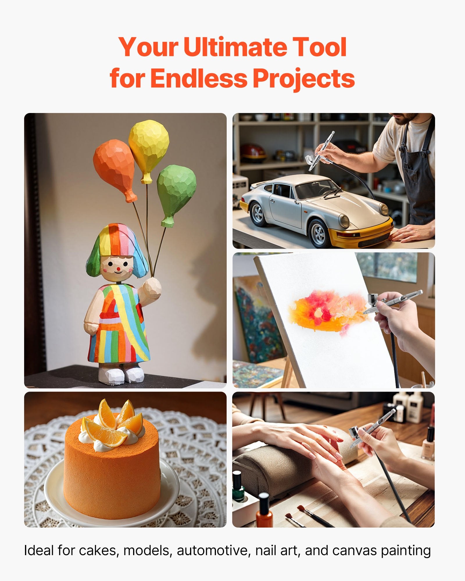 Airbrush Kit Air Brush Kit 1/6 HP Air Compressor 1 Airbrush 3 Tips Paint - Image 3