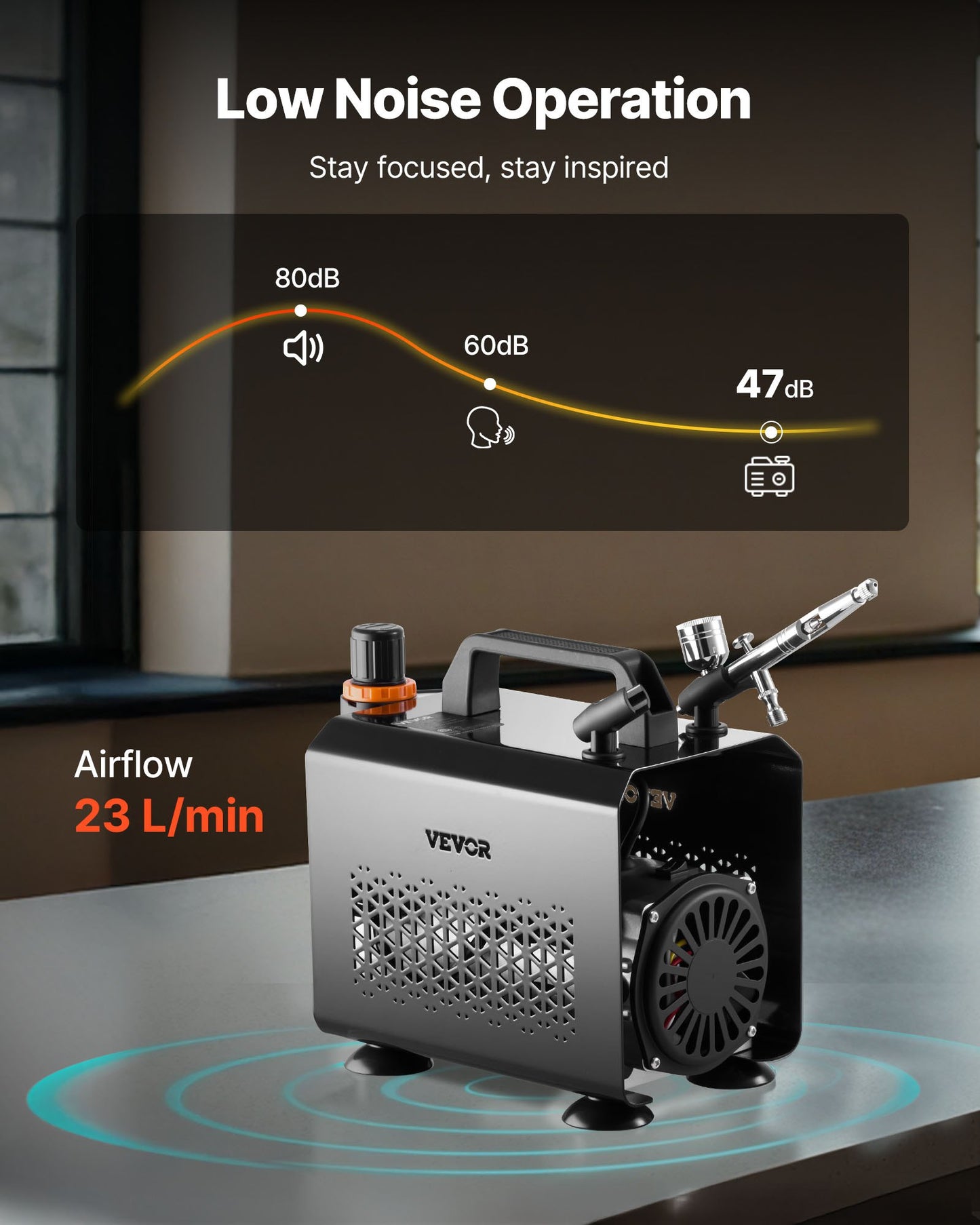 Airbrush Kit Air Brush Kit 1/6 HP Air Compressor 1 Airbrush 3 Tips Paint - Image 5