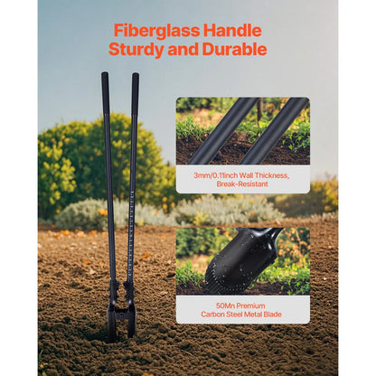 Post Hole Digger, Heavy Duty Post Hole Digger with Fiberglass Handle, Manual Hole Digger with Scale Markings and Metal Blade, Post Hole Digger Tool for Digging Gardening and Outdoors, 1460 mm - Image 2