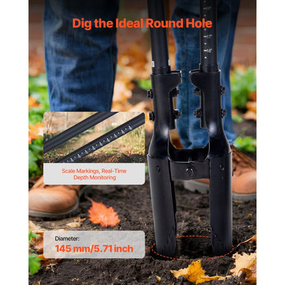 Post Hole Digger, Heavy Duty Post Hole Digger with Fiberglass Handle, Manual Hole Digger with Scale Markings and Metal Blade, Post Hole Digger Tool for Digging Gardening and Outdoors, 1460 mm - Image 3