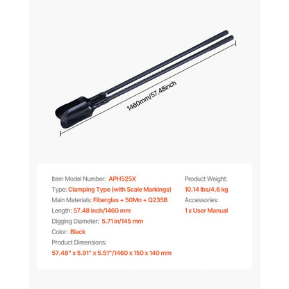 Post Hole Digger, Heavy Duty Post Hole Digger with Fiberglass Handle, Manual Hole Digger with Scale Markings and Metal Blade, Post Hole Digger Tool for Digging Gardening and Outdoors, 1460 mm - Image 7