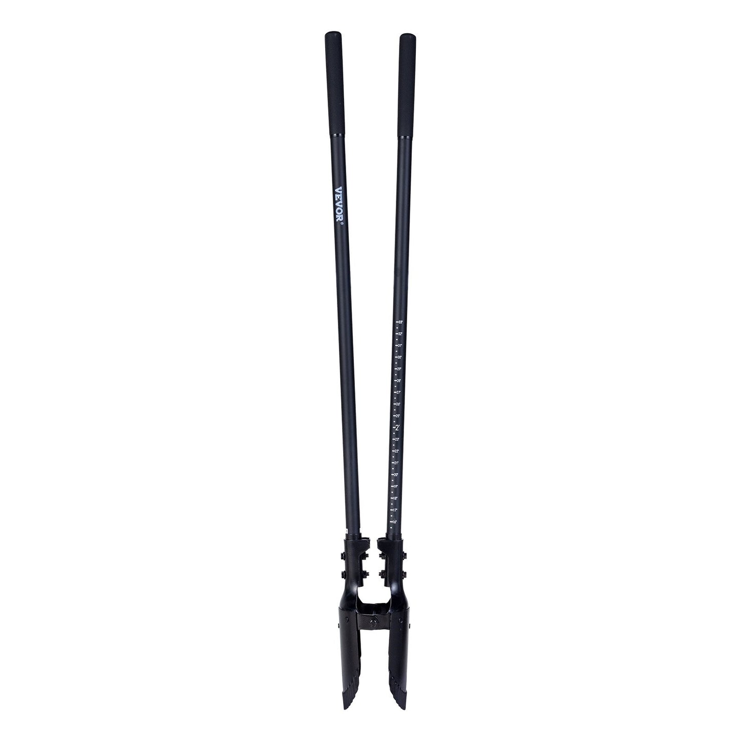 Post Hole Digger, Heavy Duty Post Hole Digger with Fiberglass Handle, Manual Hole Digger with Scale Markings and Metal Blade, Post Hole Digger Tool for Digging Gardening and Outdoors, 1460 mm