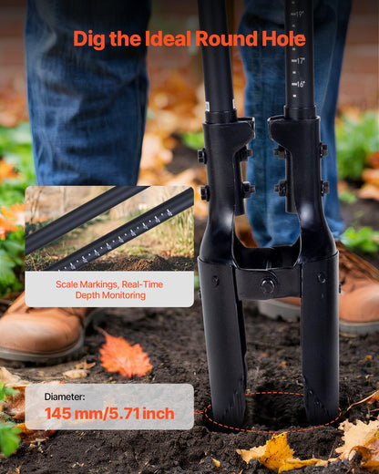 Post Hole Digger, Heavy Duty Post Hole Digger with Fiberglass Handle, Manual Hole Digger with Scale Markings and Metal Blade, Post Hole Digger Tool for Digging Gardening and Outdoors, 1460 mm - Image 3