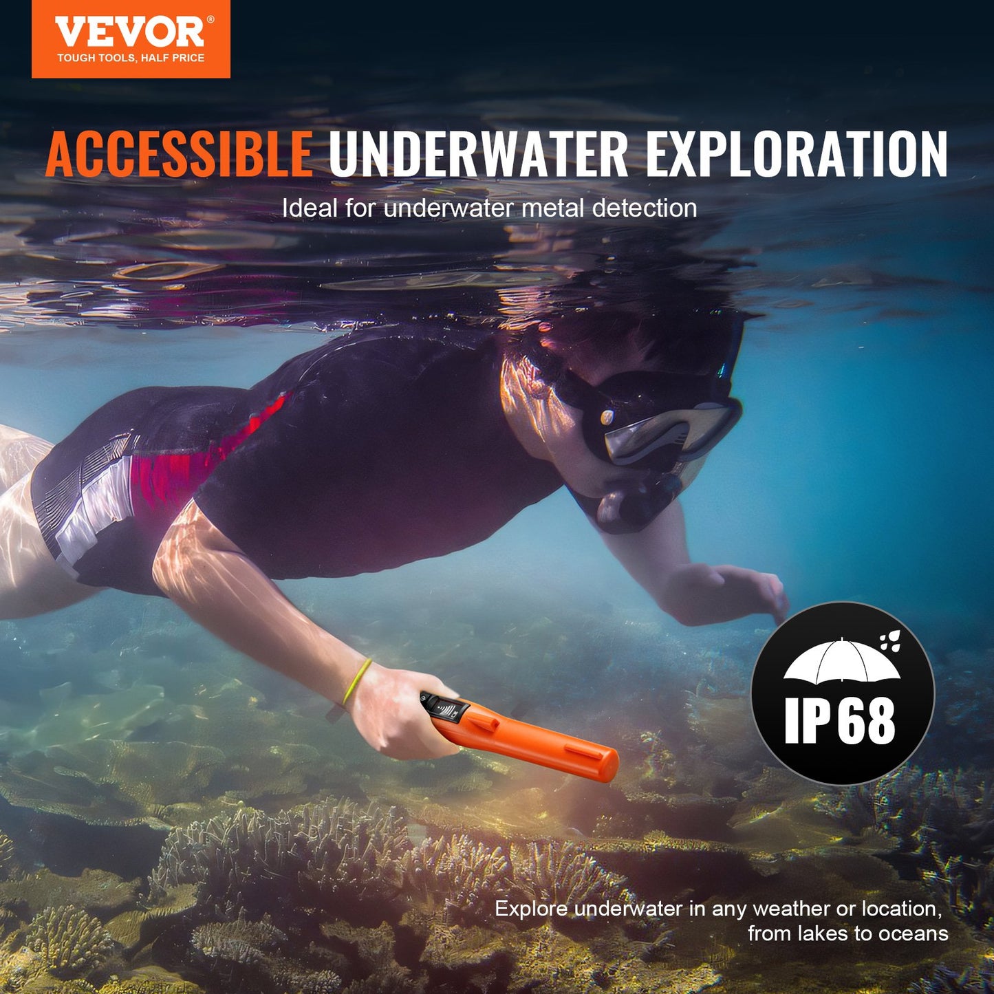 Metal Detector Pinpointer IP68 Waterproof Handheld Detector Wand with LCD - Image 2