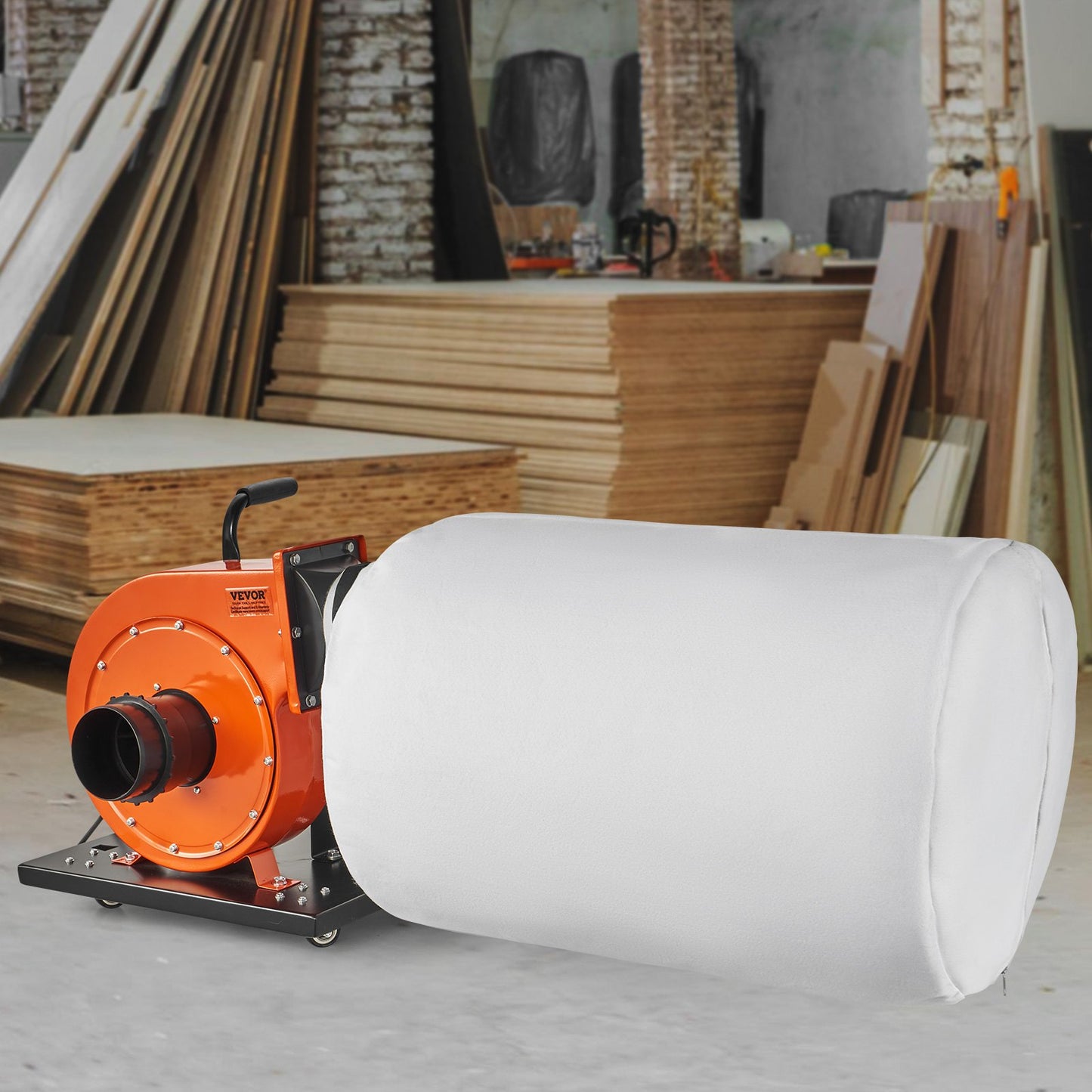 Dust Collector, 1HP 460 CFM Air Flow, Rolling Dust Collector with 80L Large Dust Collection Bag, 2.5 Micron Bag Filtration, Industrial Workshop Mobile Wood Dust Container with Handle and Wheels - Image 8
