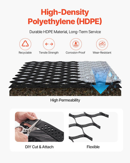 Gravel Grid, 2 Inch Depth, 32.81 x 9.84 FT / 10000 x 3000 mm, 1880 LBS Per Sq ft Grass Ground Retainer, Permeable Geo Grids Driveway Stabilization, for Garden, Patio, Walkway, RV Parking Slopes - Image 4