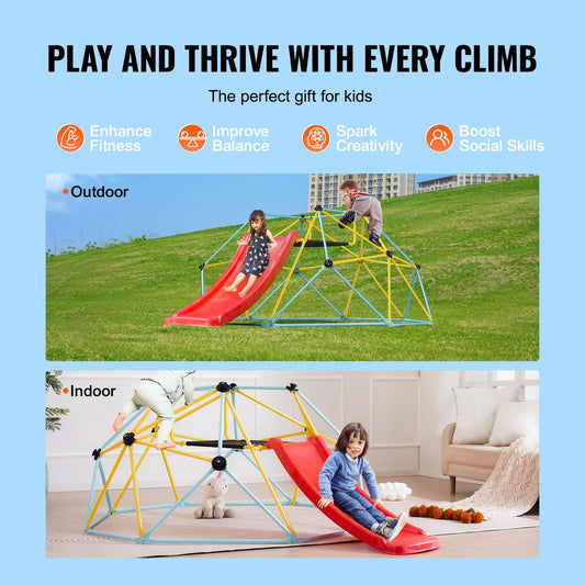 Climbing Dome, 8FT Geometric Dome Climber with Slide, for Kids 3 to 9 Years Old, Jungle Gym Supports 600LBS and Easy Assembly, with Climbing Grip, Outdoor and Indoor Play Equipment for Kids - Image 3