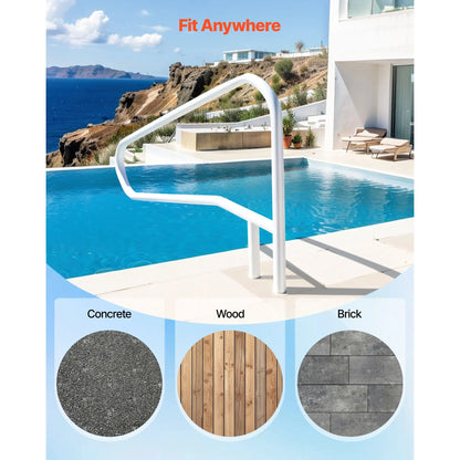 Pool Rail, 137.1 x 81.3 cm Pool Handrail, 100kg Load Capacity Heavy Duty Stainless Steel Swimming Handrail, Seamless Welding, Recessed or Base Mount, for Poolside, Water Parks, Spa Centers - Image 6
