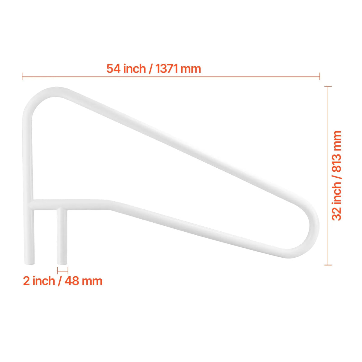 Pool Rail, 137.1 x 81.3 cm Pool Handrail, 100kg Load Capacity Heavy Duty Stainless Steel Swimming Handrail, Seamless Welding, Recessed or Base Mount, for Poolside, Water Parks, Spa Centers - Image 8