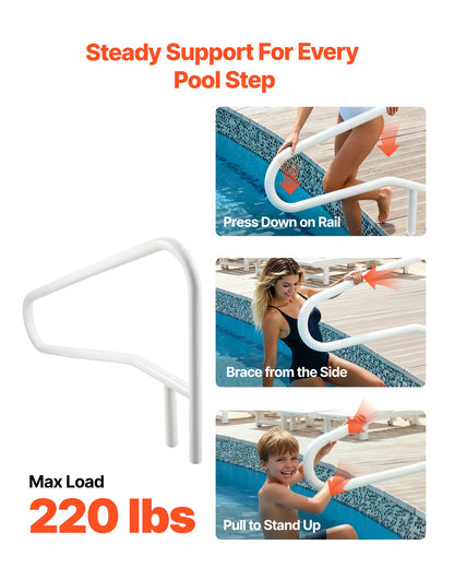 Pool Rail, 137.1 x 81.3 cm Pool Handrail, 100kg Load Capacity Heavy Duty Stainless Steel Swimming Handrail, Seamless Welding, Recessed or Base Mount, for Poolside, Water Parks, Spa Centers - Image 2