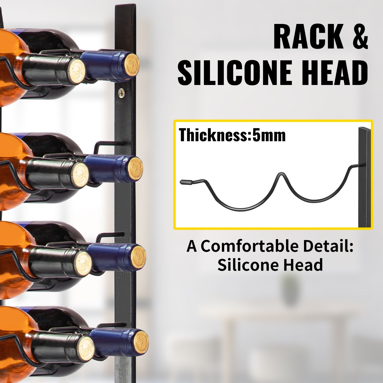 Wall Mounted Wine Rack, 12x2 Bottles Wine Holder Towel Rack, Black Steel Vertical Wine Rack, Modern Decorative Wall Mounted Wine Bottle Holder, Forward Design Simple Storage Wall Rack 48x11x1 In - Image 5