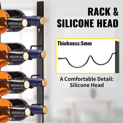 Wall Mounted Wine Rack, 12x2 Bottles Wine Holder Towel Rack, Black Steel Vertical Wine Rack, Modern Decorative Wall Mounted Wine Bottle Holder, Forward Design Simple Storage Wall Rack 48x11x1 In - Image 5