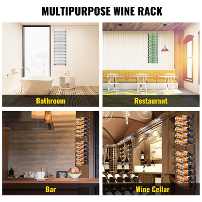 Wall Mounted Wine Rack, 12x2 Bottles Wine Holder Towel Rack, Black Steel Vertical Wine Rack, Modern Decorative Wall Mounted Wine Bottle Holder, Forward Design Simple Storage Wall Rack 48x11x1 In - Image 7