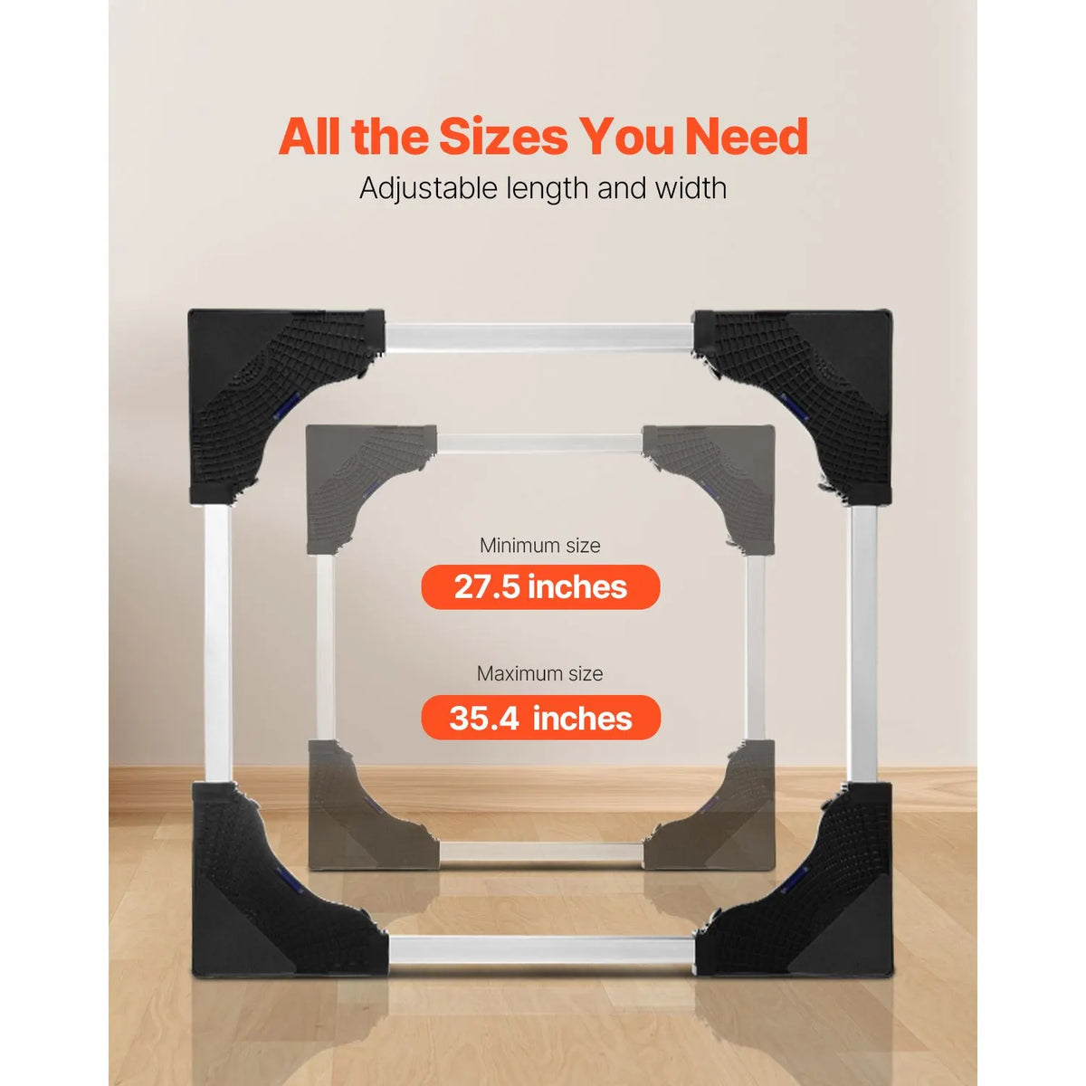 Fridge Stand Mobile Base, 1100 lbs Load Capacity, Washing Machine Stand with 8 Locking Twin Wheels and 4 Brakes, 27.5 -35.4 Inches Adjustable Furniture Dolly for Washer, Refrigerator and Dryer - Image 4
