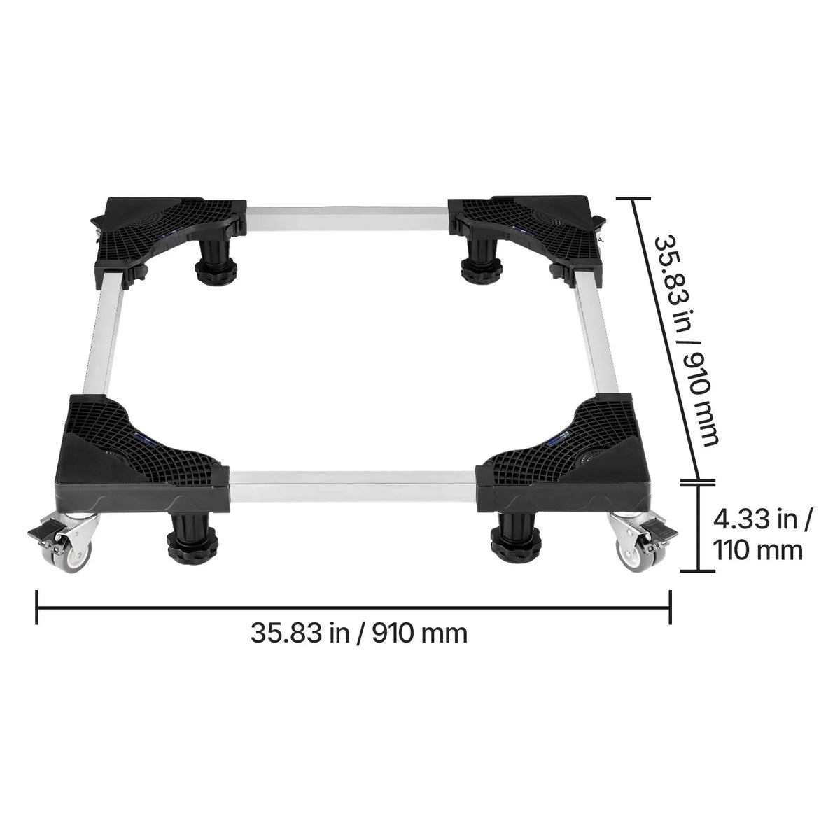 Fridge Stand Mobile Base, 1100 lbs Load Capacity, Washing Machine Stand with 8 Locking Twin Wheels and 4 Brakes, 27.5 -35.4 Inches Adjustable Furniture Dolly for Washer, Refrigerator and Dryer - Image 8