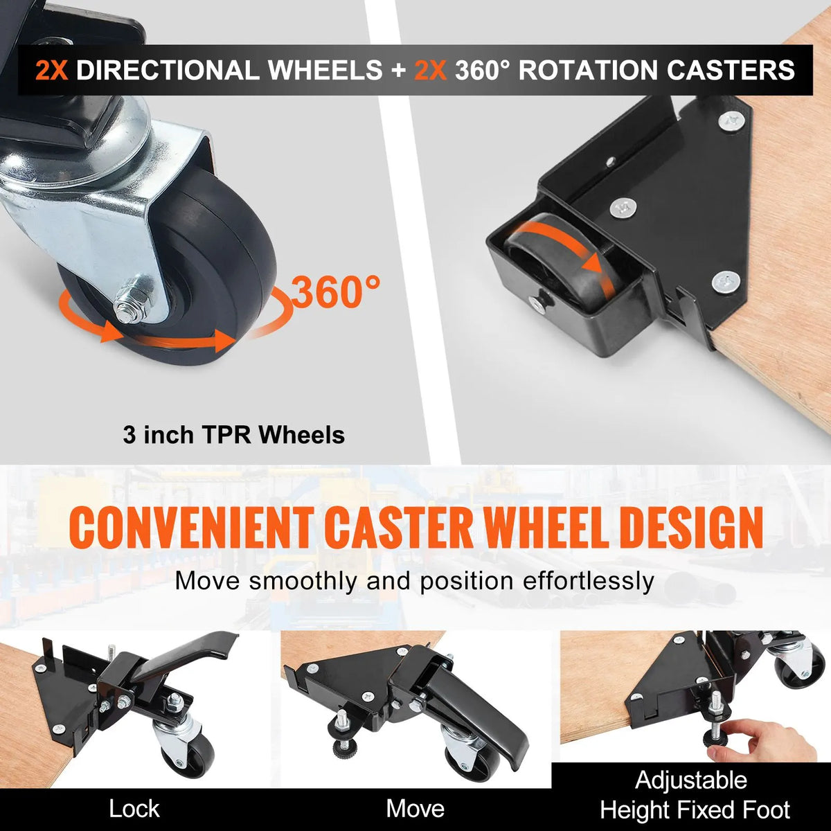 Mobile Base, 181.4 kg Capacity, Adjustable from 241.3 x 241.3 mm to Infinity, Heavy Duty Universal Mobile Base Stand with Swivel Wheels, for Woodworking Equipment, Bandsaw, Power Tools, Machines - Image 3