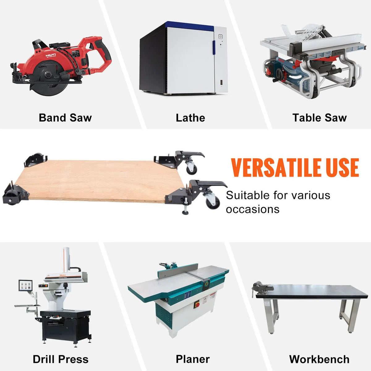 Mobile Base, 181.4 kg Capacity, Adjustable from 241.3 x 241.3 mm to Infinity, Heavy Duty Universal Mobile Base Stand with Swivel Wheels, for Woodworking Equipment, Bandsaw, Power Tools, Machines - Image 6
