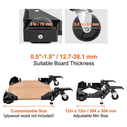 Mobile Base, 181.4 kg Capacity, Adjustable from 241.3 x 241.3 mm to Infinity, Heavy Duty Universal Mobile Base Stand with Swivel Wheels, for Woodworking Equipment, Bandsaw, Power Tools, Machines - Image 8