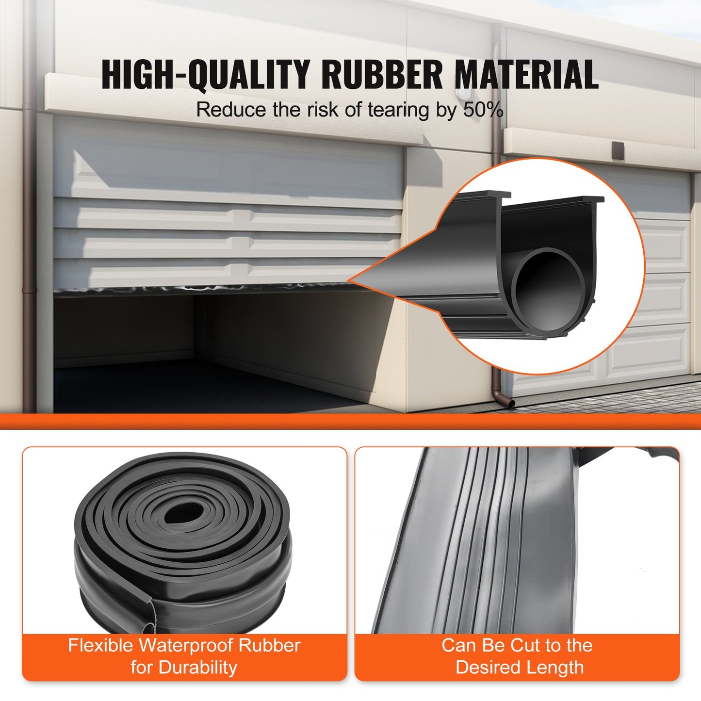 Garage Door Seals Bottom Rubber, U Shape +O Ring Combination Garage Door Bottom Weather Seal, 16ft Weatherproofing Garage Door Seal, 5/16 inch T-ends and 3 3/4 inch Width, for Doors, Black - Image 3