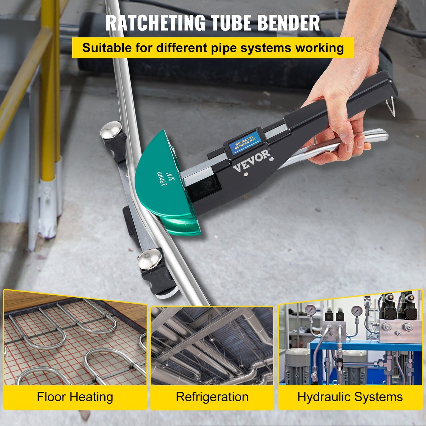 Copper Pipe Bender HVAC Refrigeration Ratcheting Tube Bender 1/4" to 7/8" - Image 2