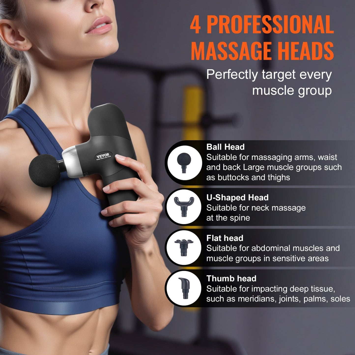 Massage Gun Deep Tissue, Percussion Muscle Massager for Athletes - with 4 Speed Levels & 4 Massage Heads, 7.4V 2500mAh Batteries, Handheld Mini Massage Gun for Pain Relief, Muscle Relaxation - Image 5