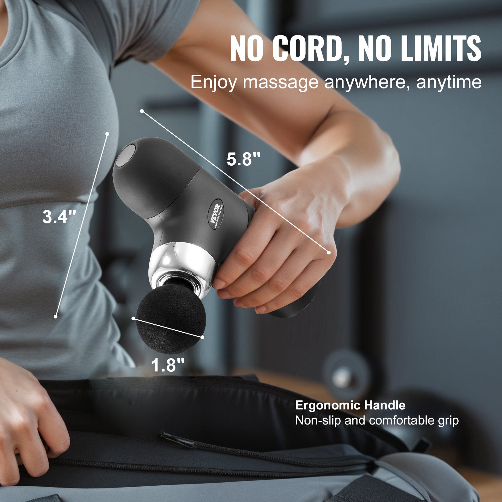 Massage Gun Deep Tissue, Percussion Muscle Massager for Athletes - with 4 Speed Levels & 4 Massage Heads, 7.4V 2500mAh Batteries, Handheld Mini Massage Gun for Pain Relief, Muscle Relaxation - Image 6
