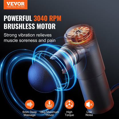 Massage Gun Deep Tissue, Percussion Muscle Massager for Athletes - with 4 Speed Levels & 4 Massage Heads, 12V 2500mAh Batteries, Handheld Electric Massage Gun for Pain Relief, Muscle Relaxation - Image 2