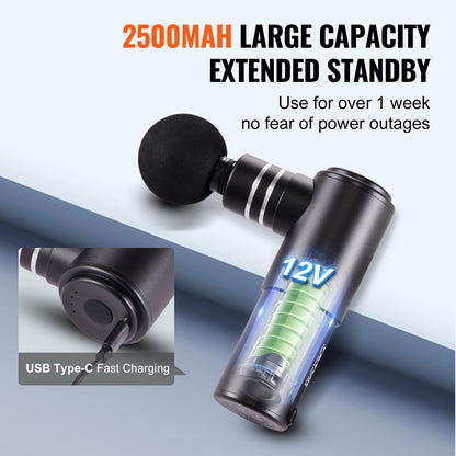 Massage Gun Deep Tissue, Percussion Muscle Massager for Athletes - with 4 Speed Levels & 4 Massage Heads, 12V 2500mAh Batteries, Handheld Electric Massage Gun for Pain Relief, Muscle Relaxation - Image 4