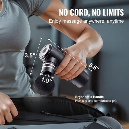 Massage Gun Deep Tissue, Percussion Muscle Massager for Athletes - with 4 Speed Levels & 4 Massage Heads, 12V 2500mAh Batteries, Handheld Electric Massage Gun for Pain Relief, Muscle Relaxation - Image 6