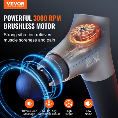 Massage Gun Deep Tissue, Percussion Muscle Massager for Athletes - with 6 Speed Levels & 4 Massage Heads, 12V 2500mAh Batteries, Handheld Electric Massage Gun for Pain Relief, Muscle Relaxation - Image 2