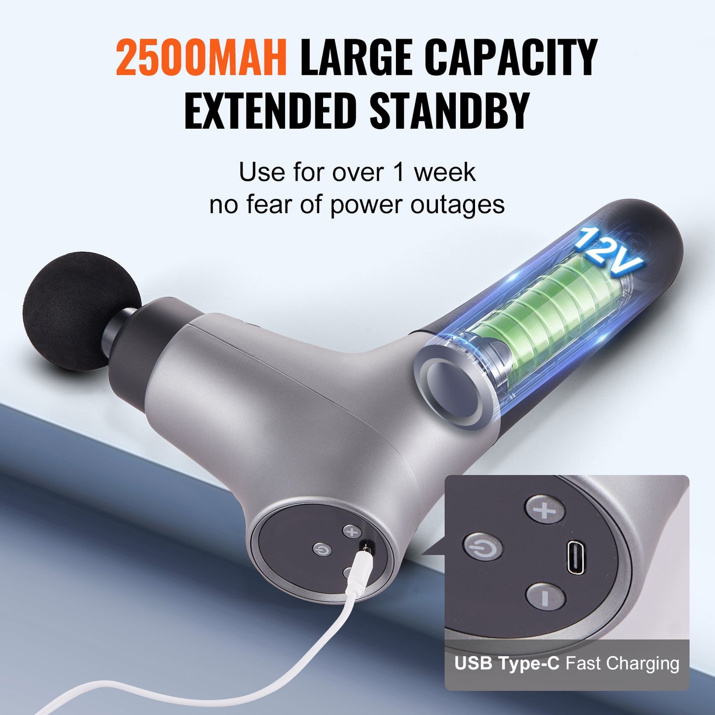Massage Gun Deep Tissue, Percussion Muscle Massager for Athletes - with 6 Speed Levels & 4 Massage Heads, 12V 2500mAh Batteries, Handheld Electric Massage Gun for Pain Relief, Muscle Relaxation - Image 4