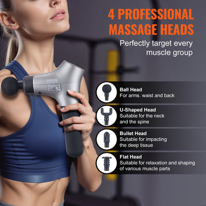 Massage Gun Deep Tissue, Percussion Muscle Massager for Athletes - with 6 Speed Levels & 4 Massage Heads, 12V 2500mAh Batteries, Handheld Electric Massage Gun for Pain Relief, Muscle Relaxation - Image 5