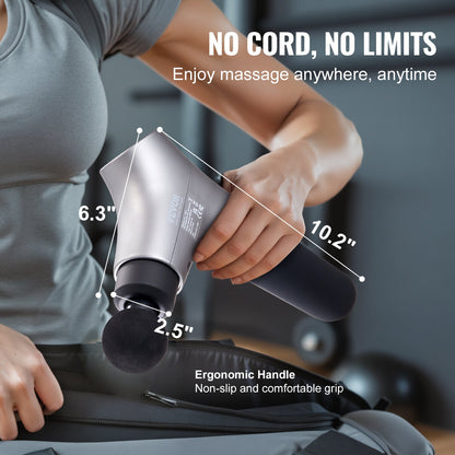 Massage Gun Deep Tissue, Percussion Muscle Massager for Athletes - with 6 Speed Levels & 4 Massage Heads, 12V 2500mAh Batteries, Handheld Electric Massage Gun for Pain Relief, Muscle Relaxation - Image 6