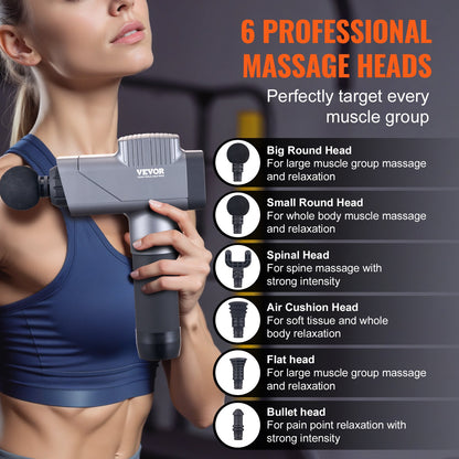 Massage Gun Deep Tissue, Percussion Muscle Massager for Athletes - with 8 Speed Levels & 6 Massage Heads, 16V 2500mAh Batteries, Handheld Electric Massage Gun for Pain Relief, Muscle Relaxation - Image 5