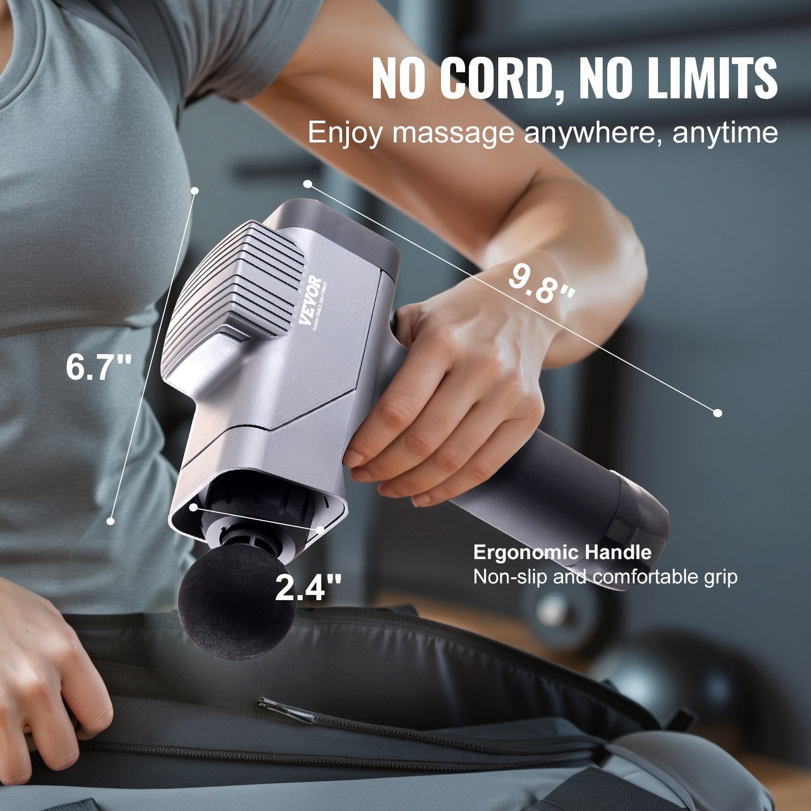 Massage Gun Deep Tissue, Percussion Muscle Massager for Athletes - with 8 Speed Levels & 6 Massage Heads, 16V 2500mAh Batteries, Handheld Electric Massage Gun for Pain Relief, Muscle Relaxation - Image 6