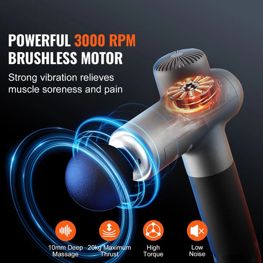 Massage Gun Deep Tissue, Percussion Muscle Massager for Athletes - with 8 Speed Levels & 6 Massage Heads, 24V 2500mAh Batteries, Handheld Electric Massage Gun for Pain Relief, Muscle Relaxation - Image 2