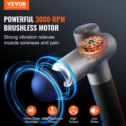 Massage Gun Deep Tissue, Percussion Muscle Massager for Athletes - with 8 Speed Levels & 6 Massage Heads, 24V 2500mAh Batteries, Handheld Electric Massage Gun for Pain Relief, Muscle Relaxation - Image 2