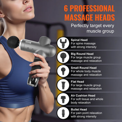 Massage Gun Deep Tissue, Percussion Muscle Massager for Athletes - with 8 Speed Levels & 6 Massage Heads, 24V 2500mAh Batteries, Handheld Electric Massage Gun for Pain Relief, Muscle Relaxation - Image 5