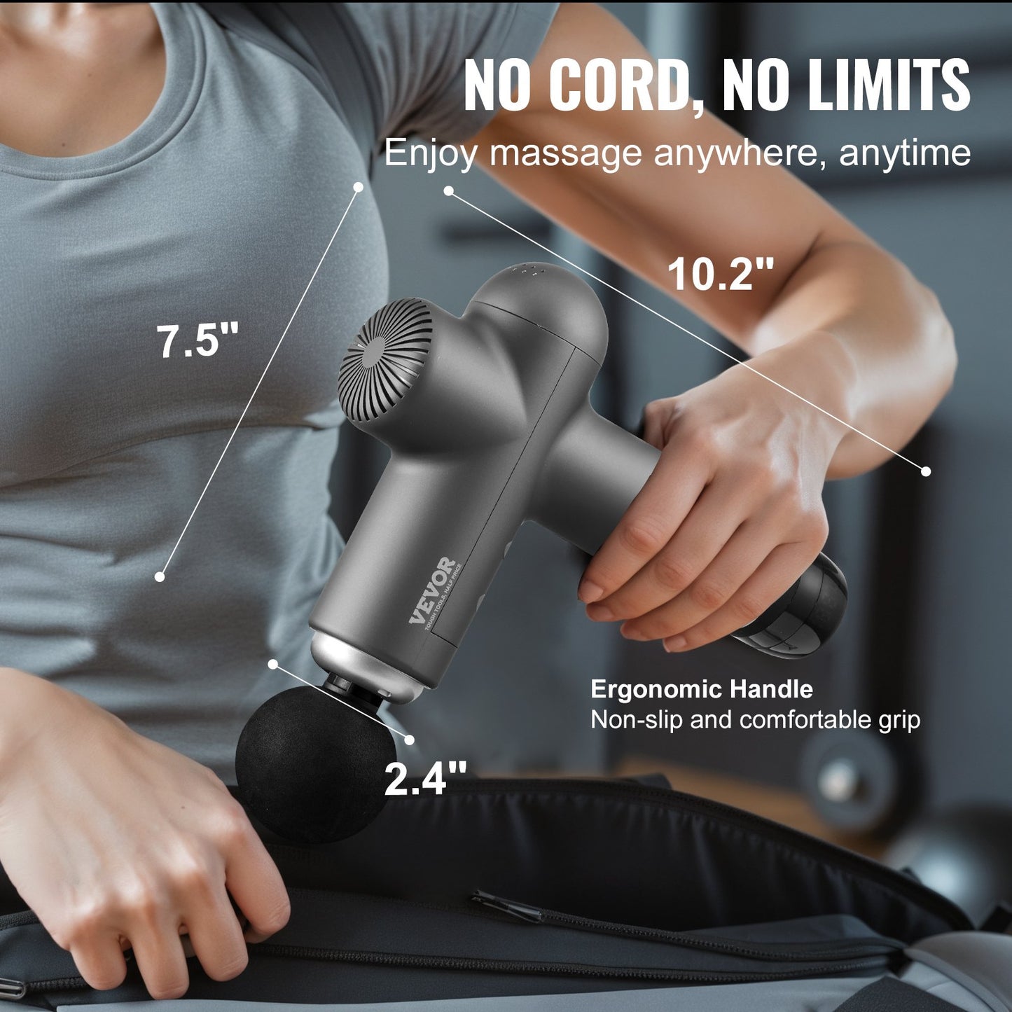 Massage Gun Deep Tissue, Percussion Muscle Massager for Athletes - with 8 Speed Levels & 6 Massage Heads, 24V 2500mAh Batteries, Handheld Electric Massage Gun for Pain Relief, Muscle Relaxation - Image 6