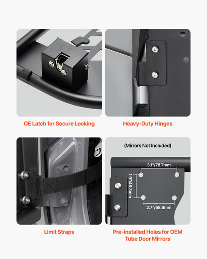 Jeep Tube Doors, 4-Door, Hunting Style Jeep Tubular Door with Heavy-Duty Hinges & OE Latch, Jeep Doors with Rubber Pads, Fit for 2018-2024 Jeep Wrangler JL & 2020-2024 Jeep Gladiator JT - Image 3